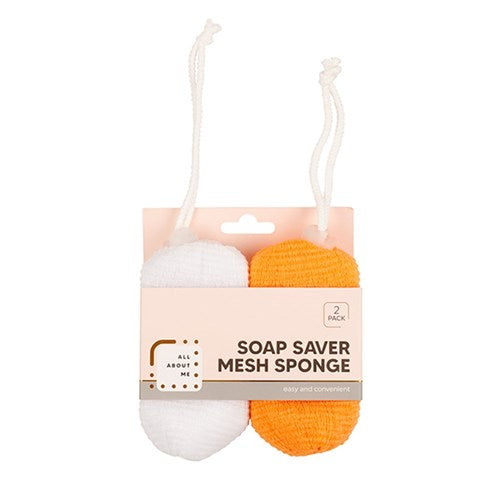 1pack Sponge Mesh w Soap Saver Pouch 2pcs