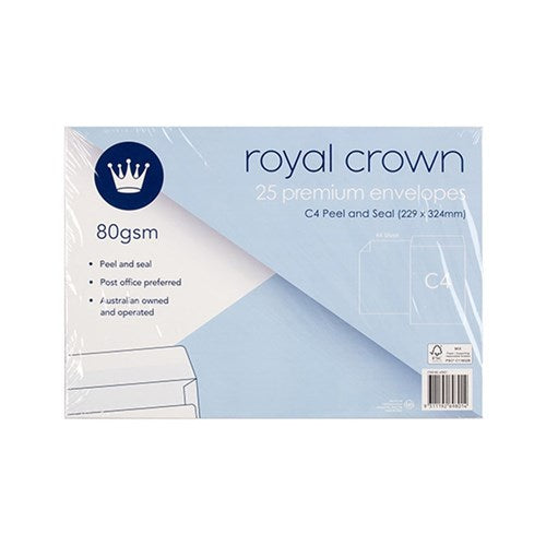1pack Envelope Wht Pocket P&S 80gsm C4 25Pk P7.6 FSC Mix Credit