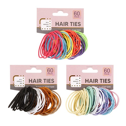 1 Pack Hair Ties 60pcs Asstd Cols