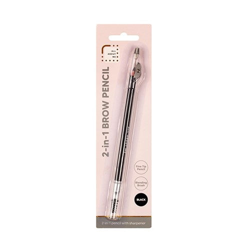 Cosmetic Brow Pencil w Sharpener & Brush Black