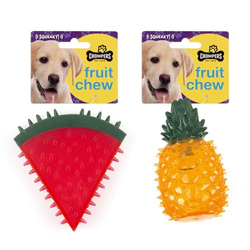 1pc Dog Toy Pineapple/Watermelon Chew Squeaky TPR 2 Assorted Designs