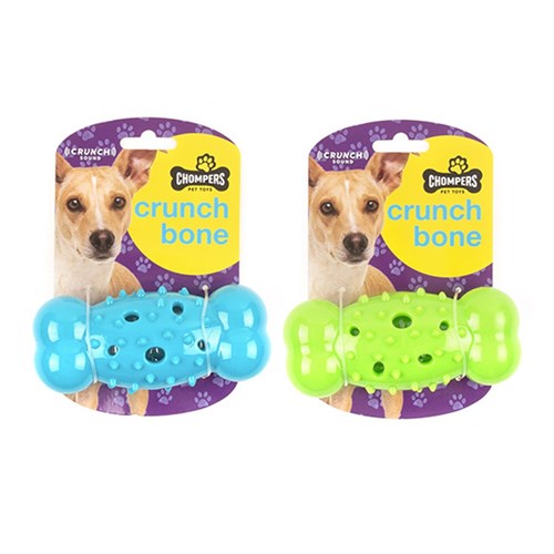 1pc Dog Toy Bone Crunchable 13.5cm TPR 2 Assorted Colors