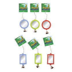 1pc Bird Toy Mirror with Bell L20cm 3 Assorted Colors and Designs