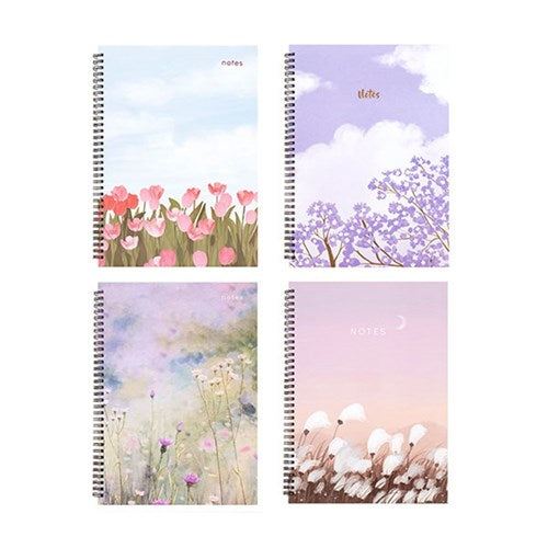 1pc Notebook Hard Cover Printed Spiral 4 Asstd A4 120pg