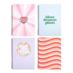 1pc Notebook Card Cover Printed Spiral Quote 4Ast A4 120pg