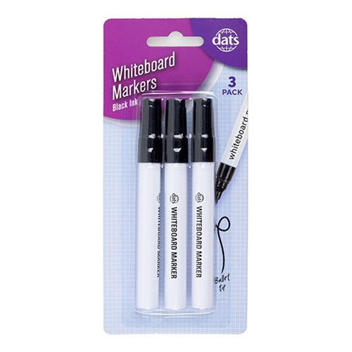 Marker Whiteboard w Aluminum Barrel 3pcs Black