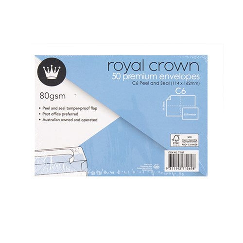 1pack Envelope Wht Wallet P&S 80gsm C6 50Pk P7.6 FSC Mix Credit