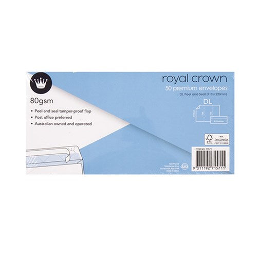 1pack Envelope Wht Wallet P&S 80gsm DL 50Pk P7.6 FSC Mix Credit