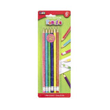 1pack Pencil Glitter Barrel HB 6pcs w Eraser