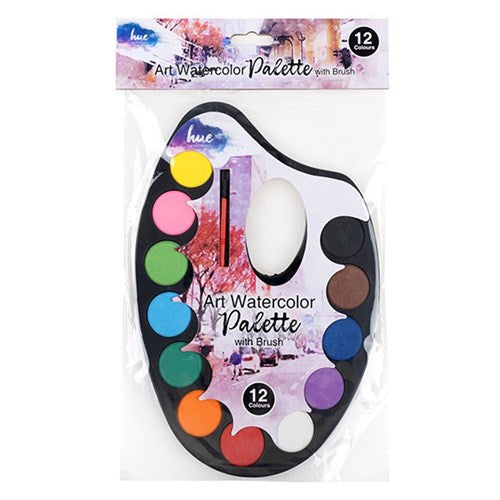 1pack Art Set Watercolour Paint 12 Cakes w Brush & Palette