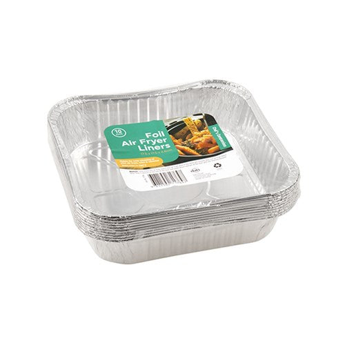 Square Air Fryer Foil Liners 10 Pack 17.5x17.5x4.6cm