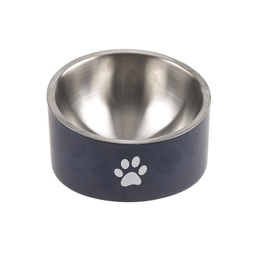 1pc Pet Bowl Double Wall Slant with Anti Skid Base