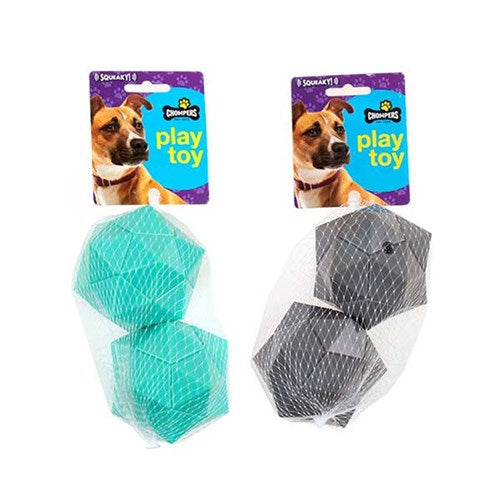 1pc Dog Toy Ball TPR 8.5cm Pk2 Squeaky 2 Asstd Colours