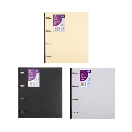 1pc Binder 4 Ring Premium A4 PP Cover 3 Assorted Colors