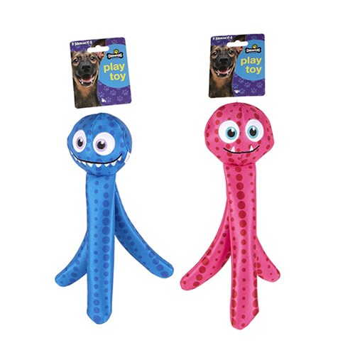 1pc Dog Toy Octopus Squeaky Ball Pink/Blue 30cm 2 Asstd Colours