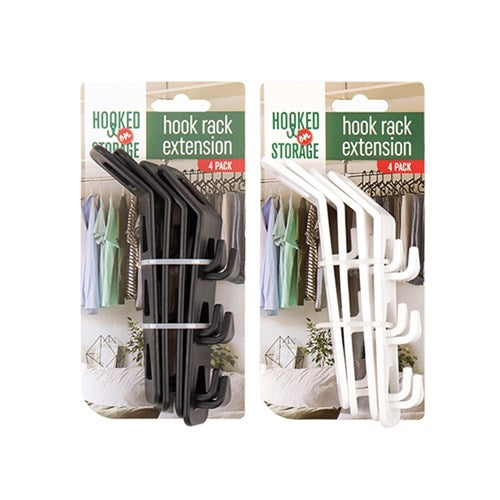 1pack Hook Rack Extension 4pcs 2 Asst Cols