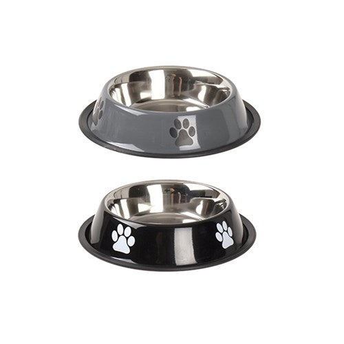 1pc Pet Bowl w Paw Print 25X5.5cm 2 Asstd Colours