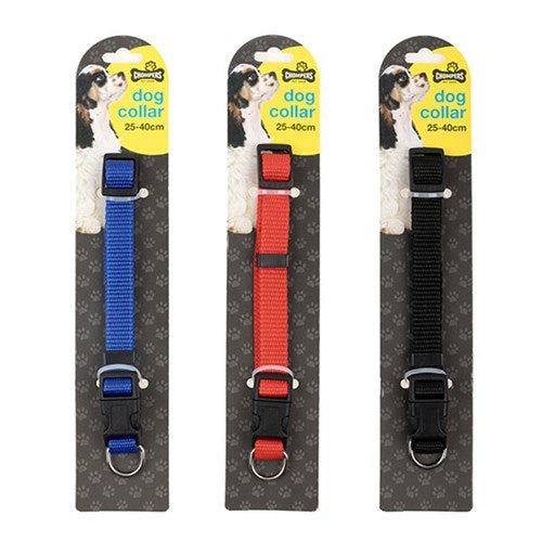 1pc Collar Dog Adjustable Small Nylon 25-40cm 3 Asstd Colours