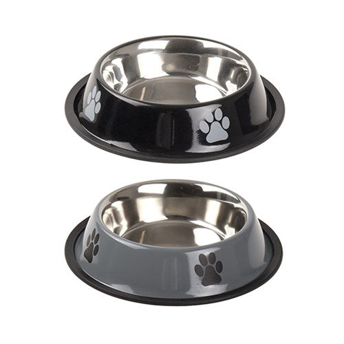 1pc Pet Bowl w Paw Print 23x5.1cm 2 Asstd Colours