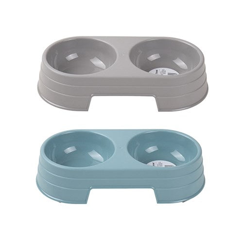 1pc Pet Bowl Double 2 Asstd Colour 30.5 x 16 x 6.5cm