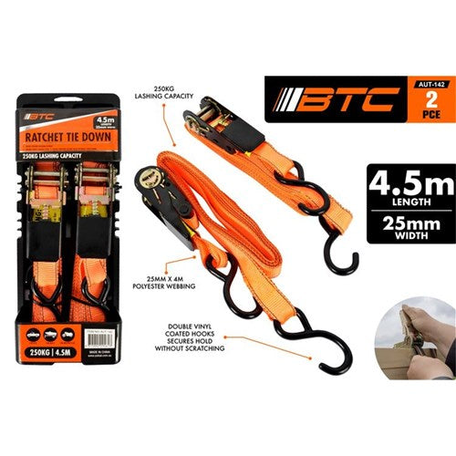 2pce Ratchet Tie Down 4.5mx2.5cm