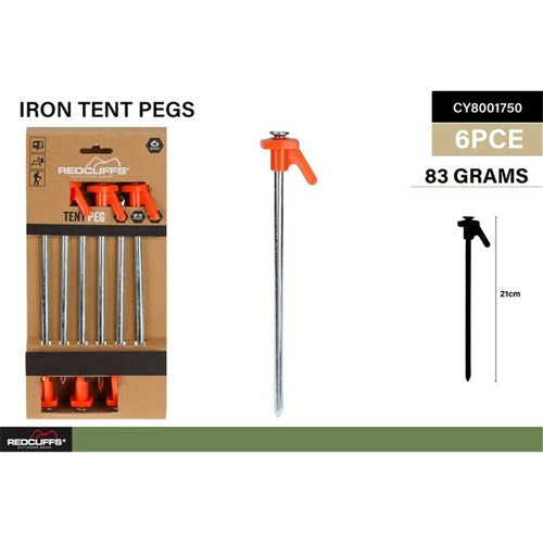 1pack with 6pce IRON Tent Pegs PP Head Set 83G
