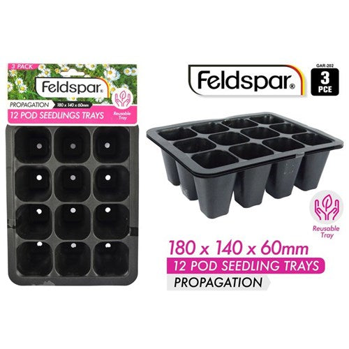 3pce 12 Pod Seedling Pots 18x14x6cm