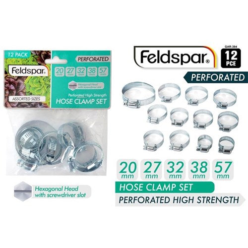 1pack Hose Clamp Set-20/27/32/38/57mm 12pce