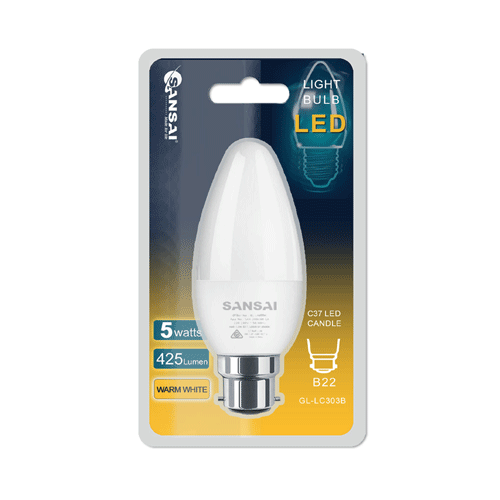 LED Bulb C37-5W-B22-Warm White