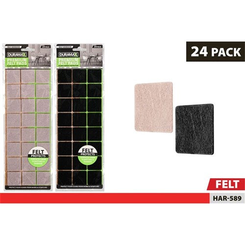 1pack Felt Adhesive Skid Protectors -Sq 24pce
