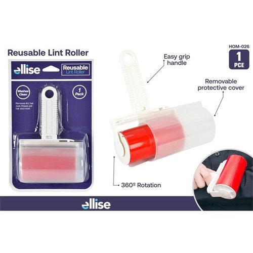 1pce Reusable Lint Remover-Roller w/Grip