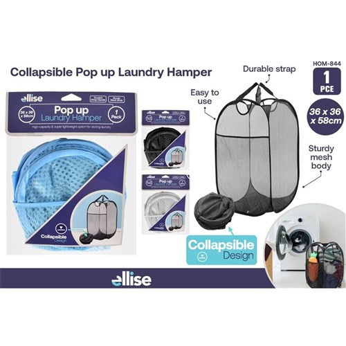 1pce Laundry Hamper&Bag-36x36x58cm-3Col