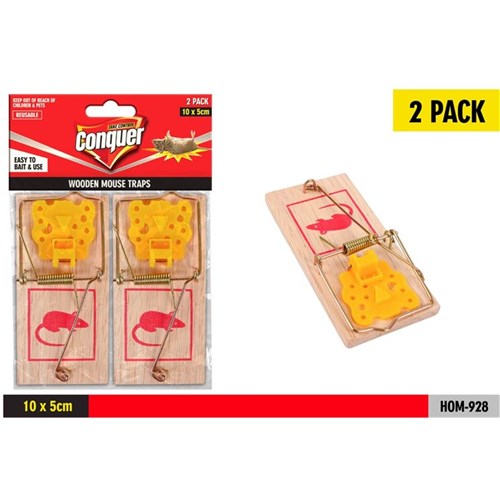 2pack Wooden Mouse Traps 10x5cm