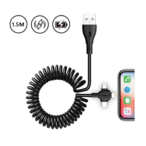 3-IN-1 Coiled Charging Cable