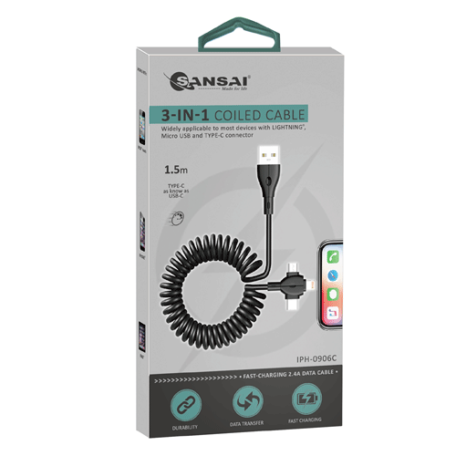 3-IN-1 Coiled Charging Cable