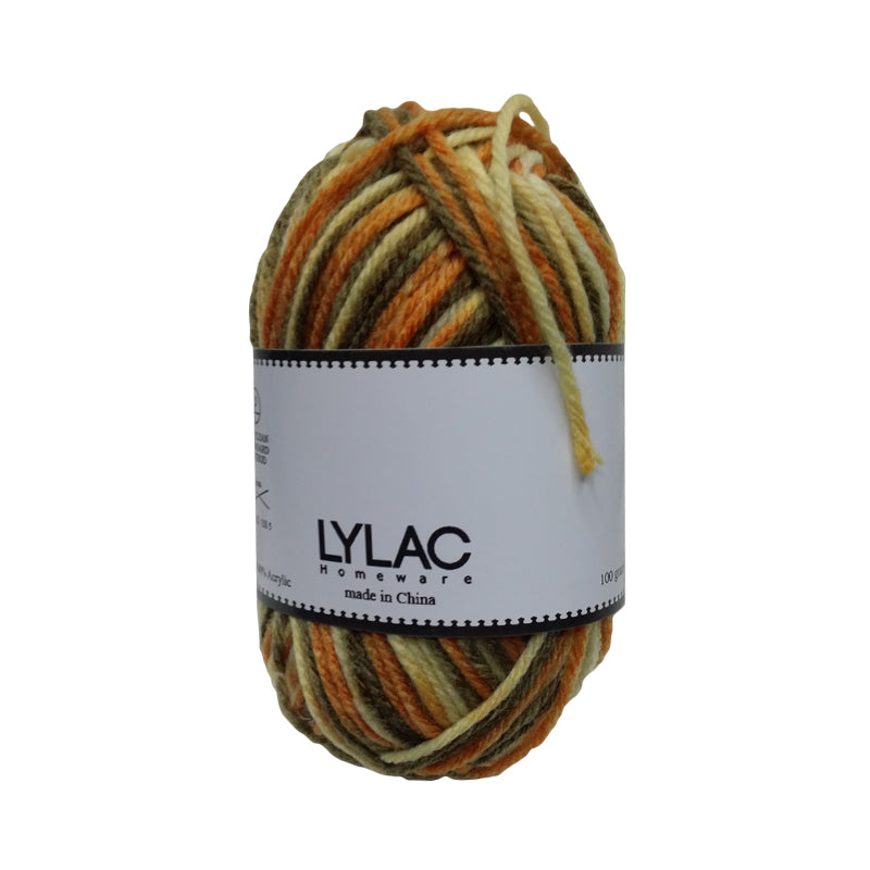 KNITTING YARN MULTI COLOR ORANGE/YELLOW 100G