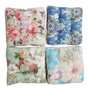 1pc CHAIR CUSHION FAT SQR WHITE PIPING 40CM 4 ASSORTED DESIGNS