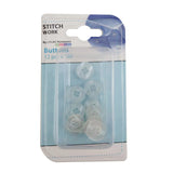 STITCHWORK - BUTTONS 12pc CLEAR 24#