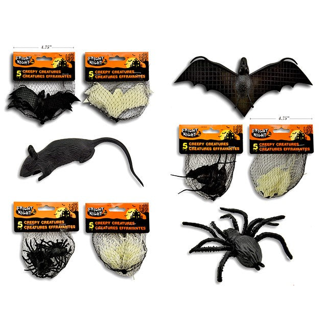 1pc HWEEN CREEPY CREATURES 6PK 6 ASST BLACK + GID