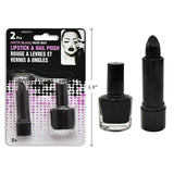 1pc HWEEN MAKE UP BLACK LIPSTICK & NAIL VARNISH SET
