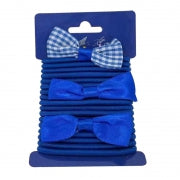 SCHOOL BLUE HAIR BANDS W/2 BOWS 18PCE
