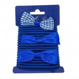 SCHOOL BLUE HAIR BANDS W/2 BOWS 18PCE