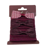 1pack SCHOOL BURGANDY HAIR BANDS W/2 BOWS 18pcs