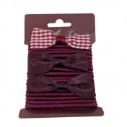 SCHOOL BURGANDY HAIR BANDS W/2 BOWS 18PCE