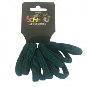 SCHOOL DARK GREEN HAIR BANDS 10PCE