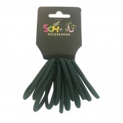SCHOOL DARK GREEN HAIR BANDS 12PCE
