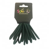 SCHOOL DARK GREEN HAIR BANDS 12PCE