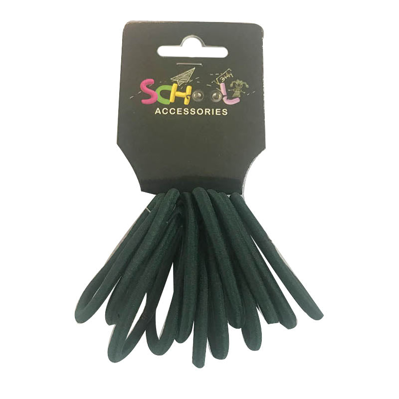 1pack SCHOOL DARK GREEN HAIR BANDS 12pcs