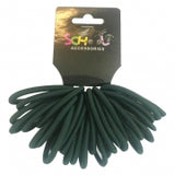 SCHOOL DARK GREEN HAIR BANDS 30PCE