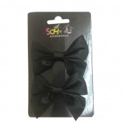 SCHOOL BLACK HAIR BOW CLIP 2PCE